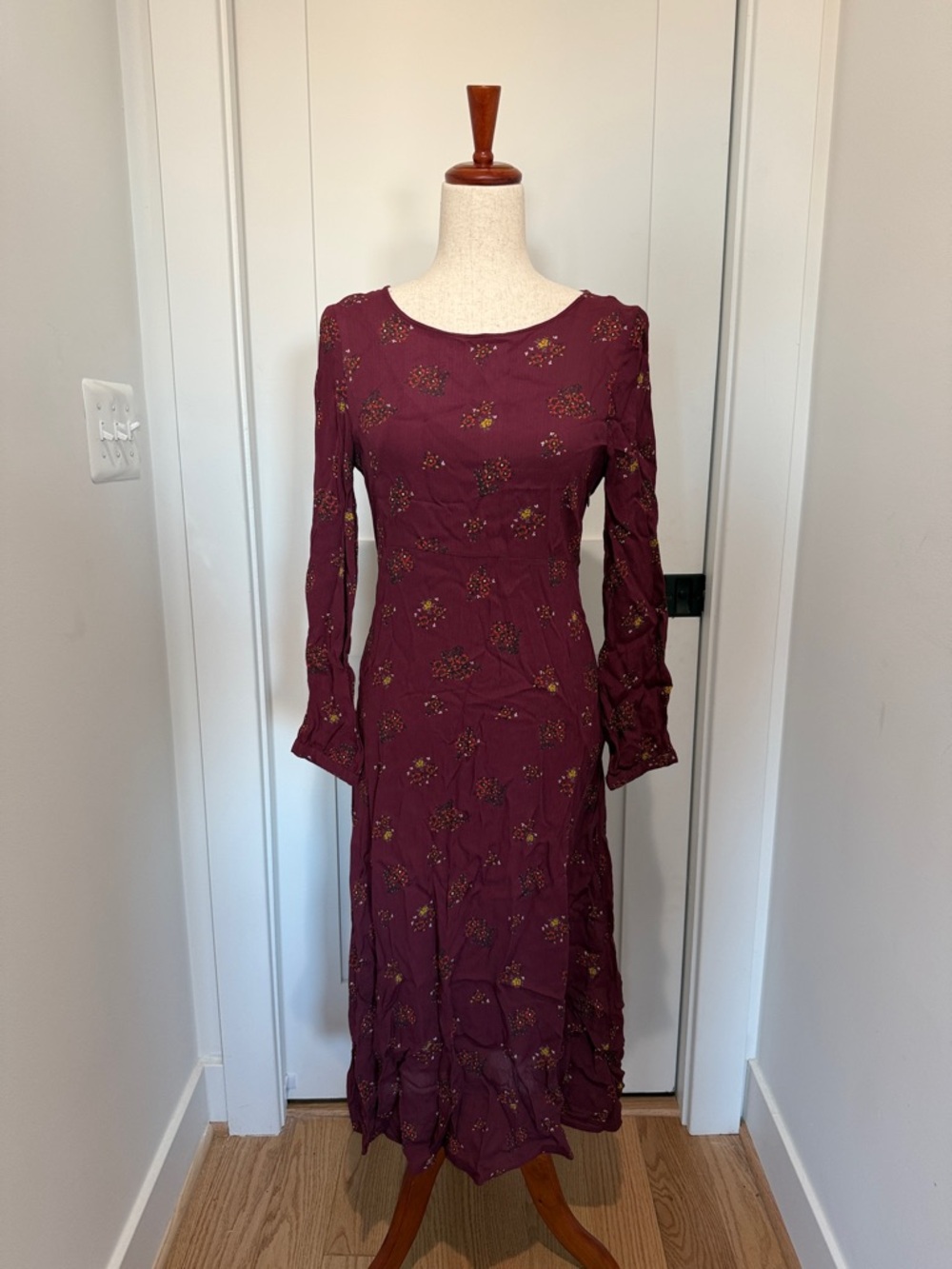 Womens Plum Long Sleeve Midi Dress